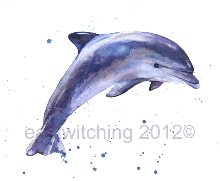 Dolphin Art Print , blue nursery art, dolphin,