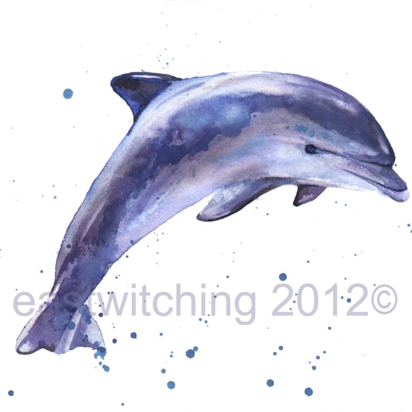 Dolphin Art Print , blue nursery art, dolphin,