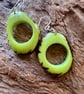 Lovely lime green smooth tagua nut hoop earrings - Image 2