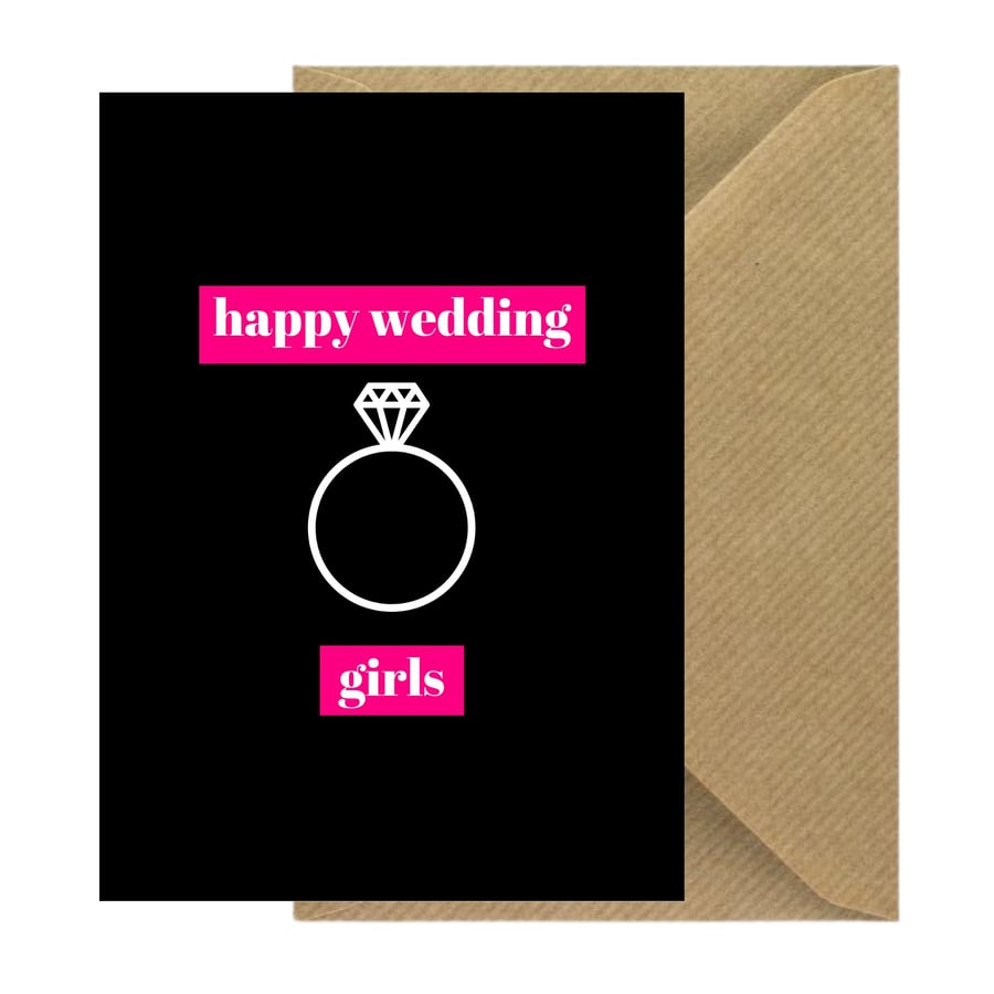 Happy Wedding Girls Lesbian Wedding Card