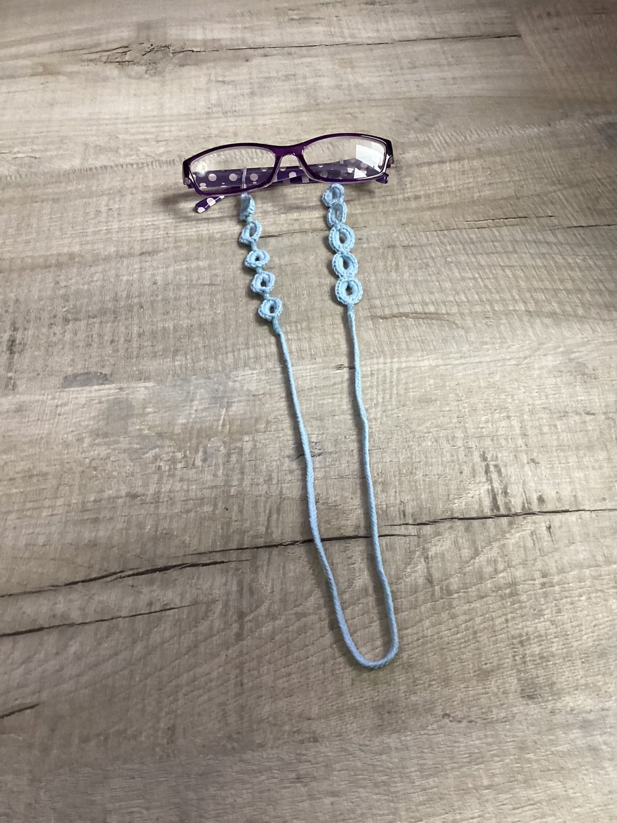 Light blue crochet glasses chain