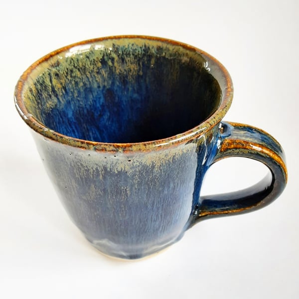 Blue Green Brown Glazed Ceramic Mug 