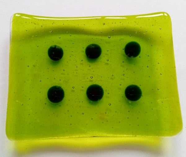 Spring green fused glass soap dish