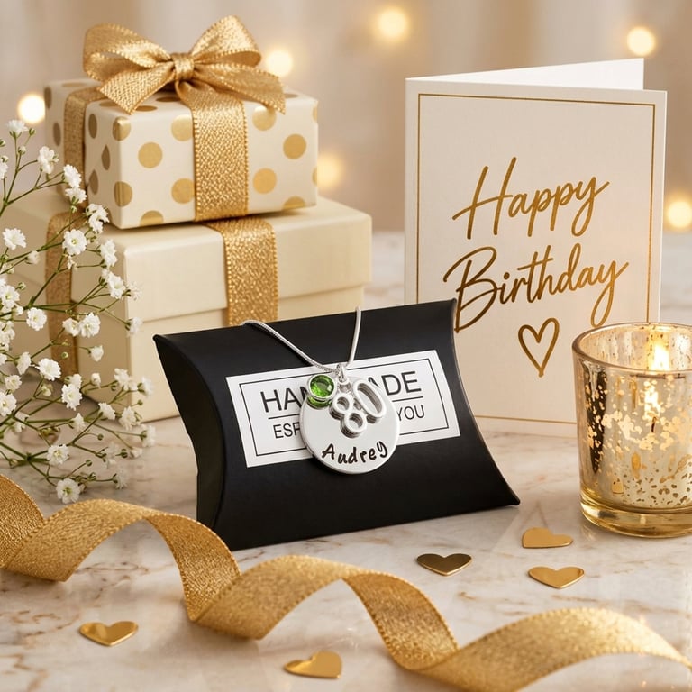 Personalised 80th Birthday Birthstone Necklace - Gift Boxed - Free Delivery