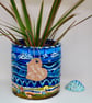 Beach Days – Hand Painted Coastal Plant Pot – Blue Ceramic Flower Pot