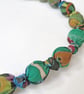Green, Brown & Blue Liberty Print Fabric Necklace - Jungle Trip - Image 2