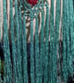 Crochet triangular shawl in sparkly gold, cerise & pale green - design LF433 - Image 6