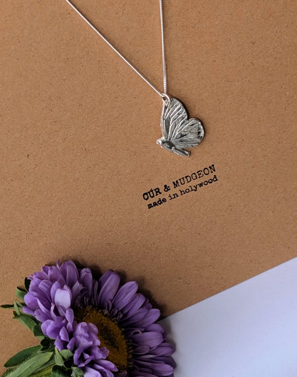 Fine Silver Half Butterfly Pendant Necklace