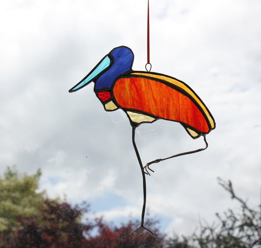 Stained Glass Jabiru Stork hanging