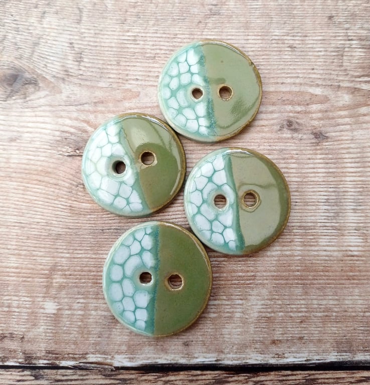 Buttons, handmade pottery buttons, set of 4