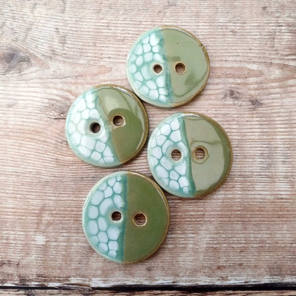 Buttons, handmade pottery buttons, set of 4