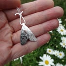 Midsummer moth pendant - recycled silver with copper heart