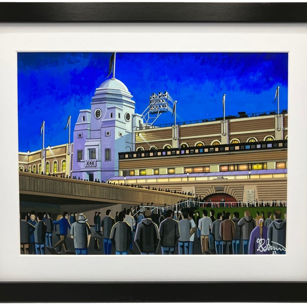 England National Team, Retro Old Wembley Stadium. Framed Football Art Print