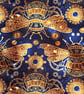 Gold and Blue Bee design cotton Infinity Scarf - Image 2