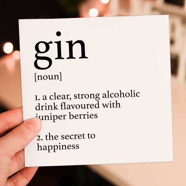 Birthday card: Dictionary definition of gin