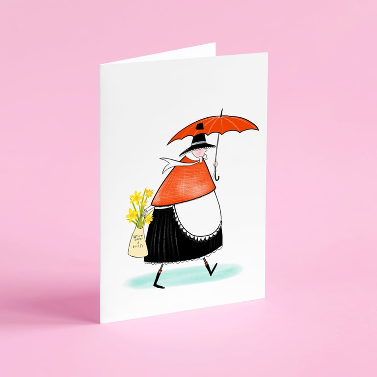 Welsh cakes and Daffodils card, St Davids day card 