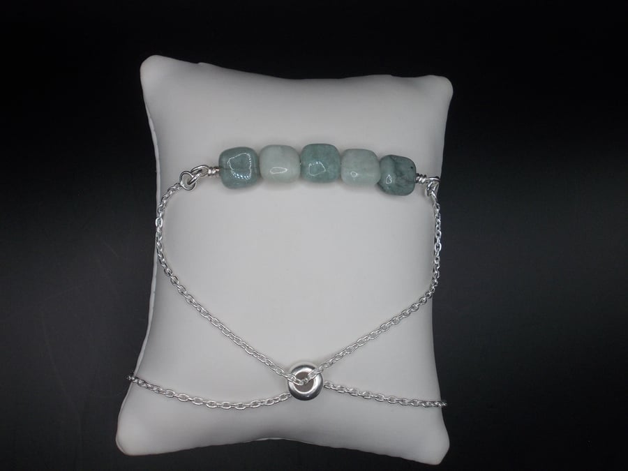 Jadeite square slider bracelet