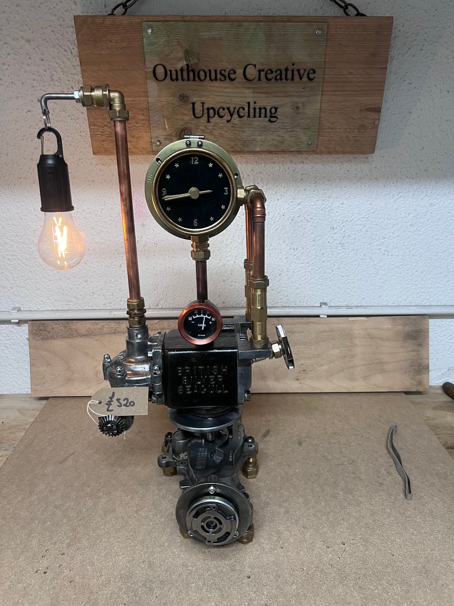 Unusual Upcycled clock and light