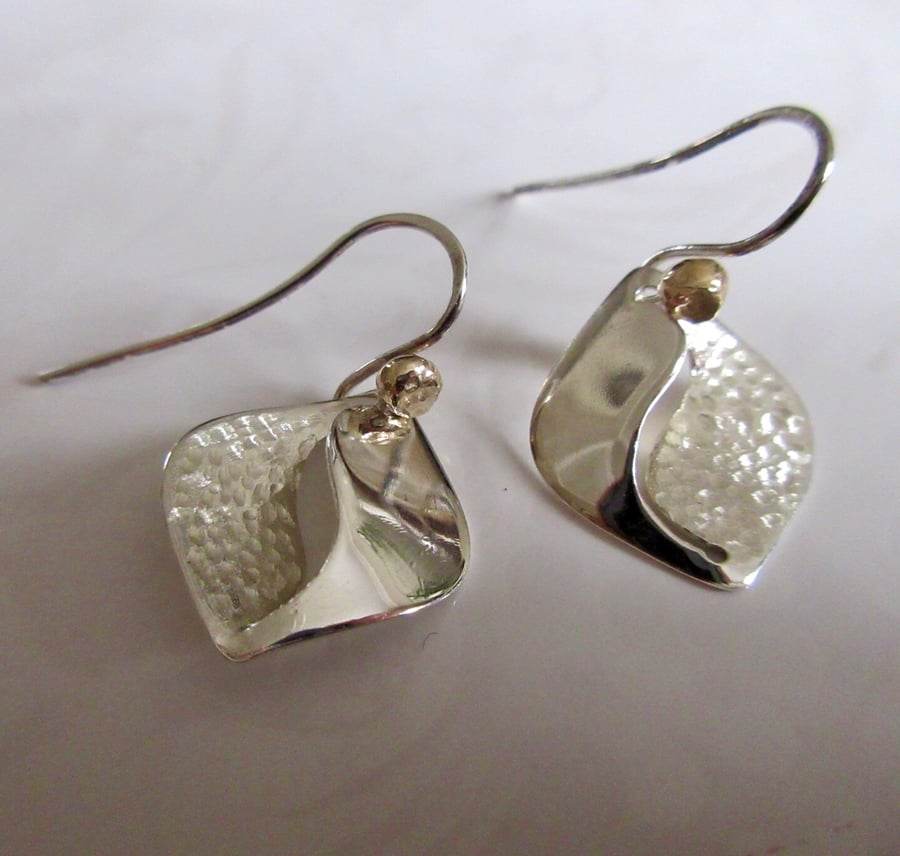 Sterling Silver & Gold Squares Earrings Handmade