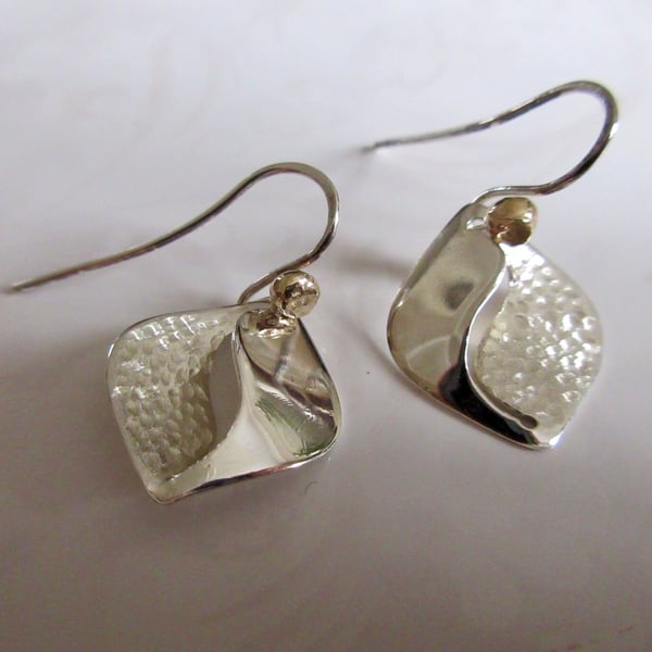 Sterling Silver & Gold Squares Earrings Handmade