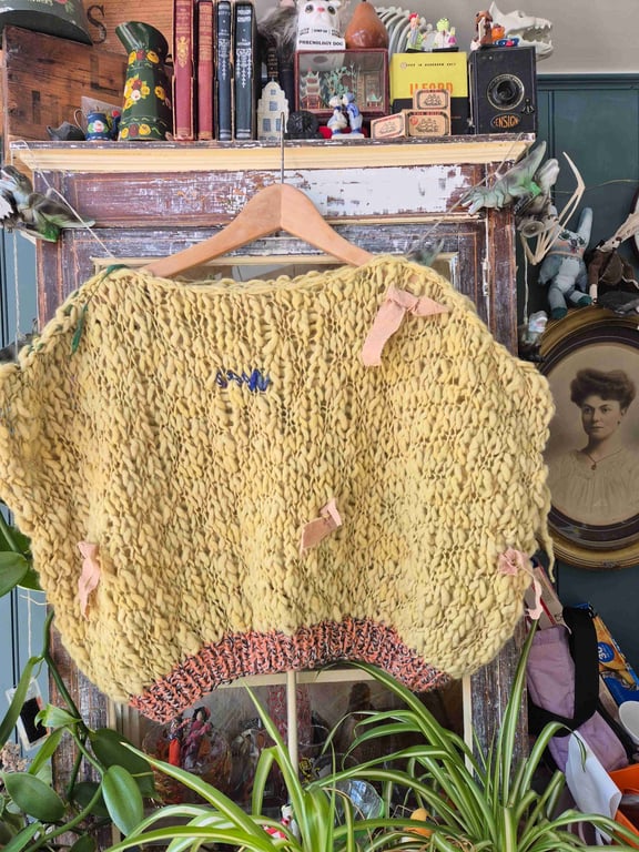 Naturally dyed, hand knitted chunky tank top