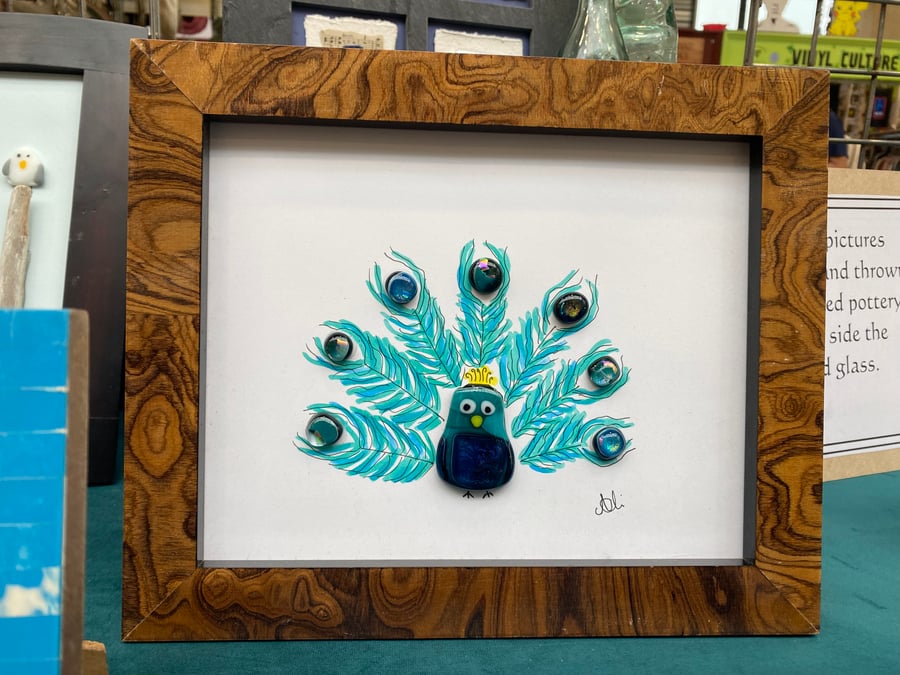 Pretty Peacock Glass Art