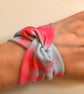 Twist style fabric bracelet cuff in pastel shades tattoo cover up wrist - Image 1