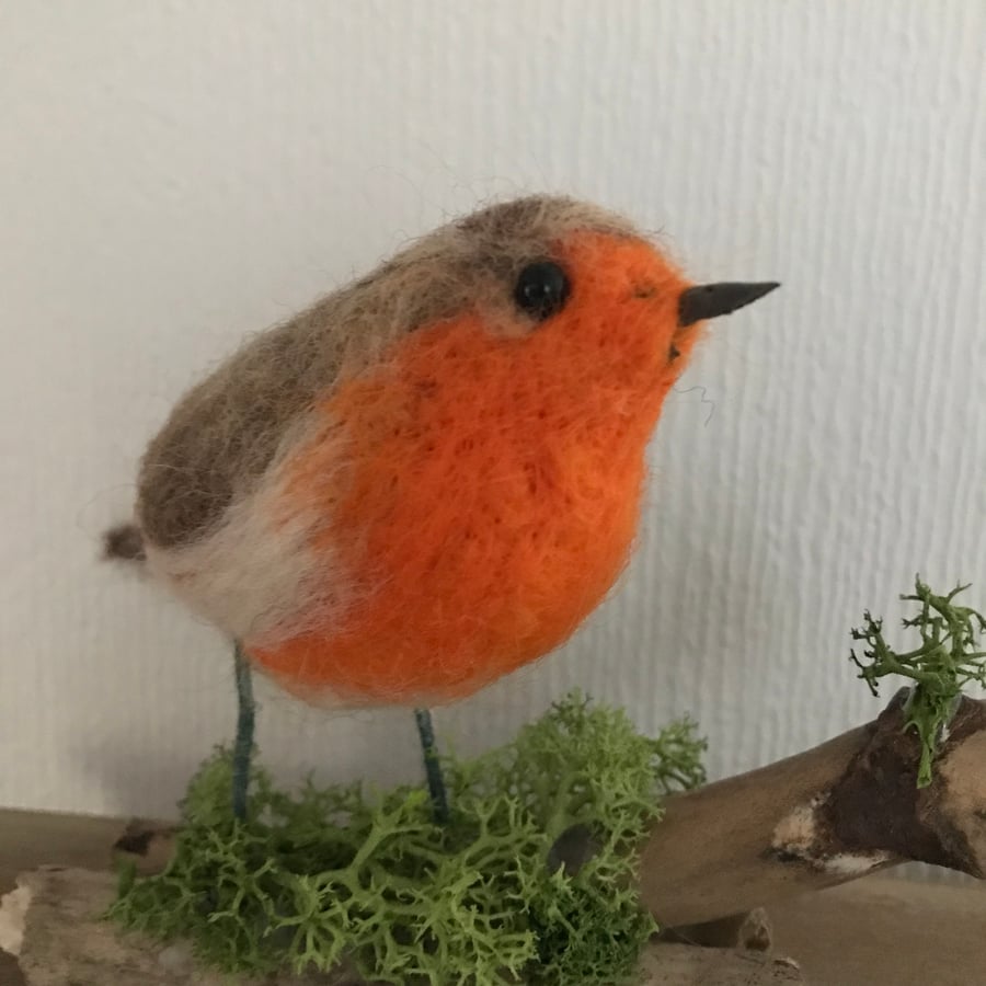 Needle felted bird garden robin 