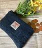 Harris Tweed Coin Purse Blue Black Herringbone - Image 3