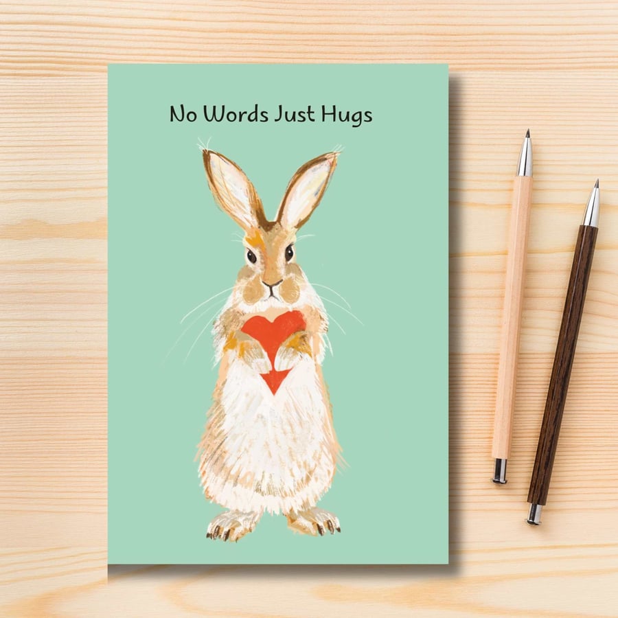 Thinking Of You card Blank card cute hare illustration 
