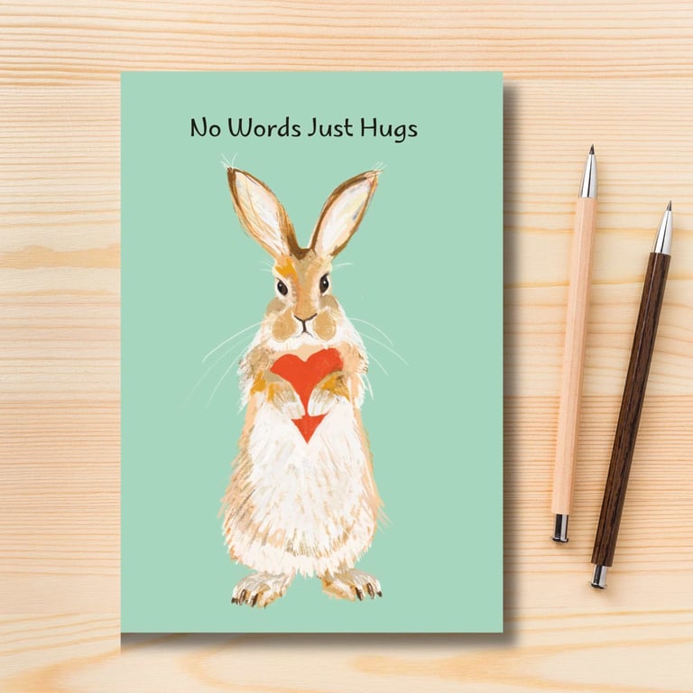 Thinking Of You card Blank card cute hare illustration 