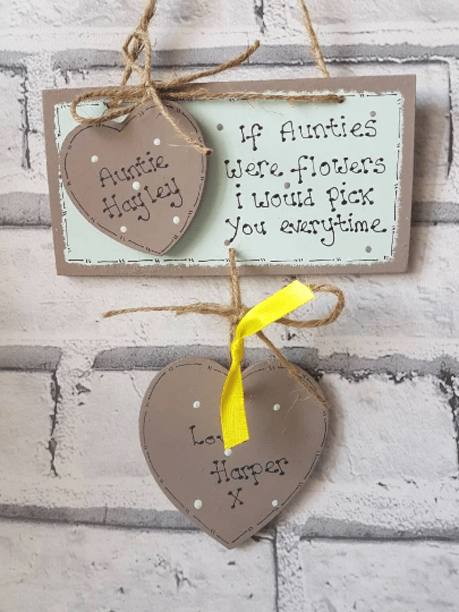 Auntie gift, personalised auntie sign, if aunties were flowers, wooden sign 