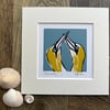 Gannets Original Handmade Lino Print