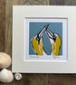 Gannets Original Handmade Lino Print