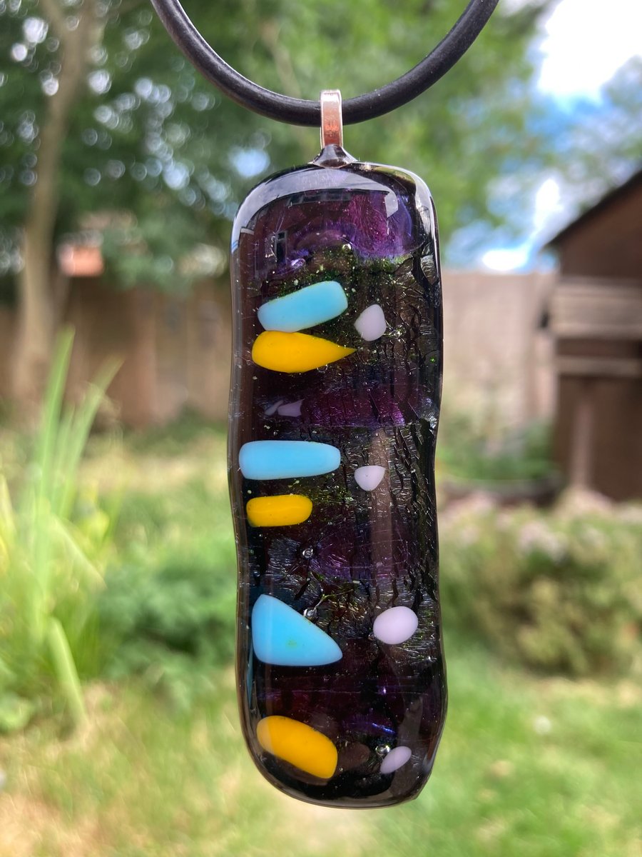 Fused glass necklace pendant 