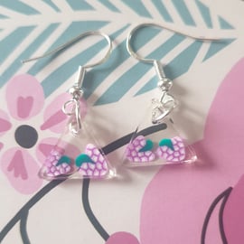 Triangle grapes resin earrings