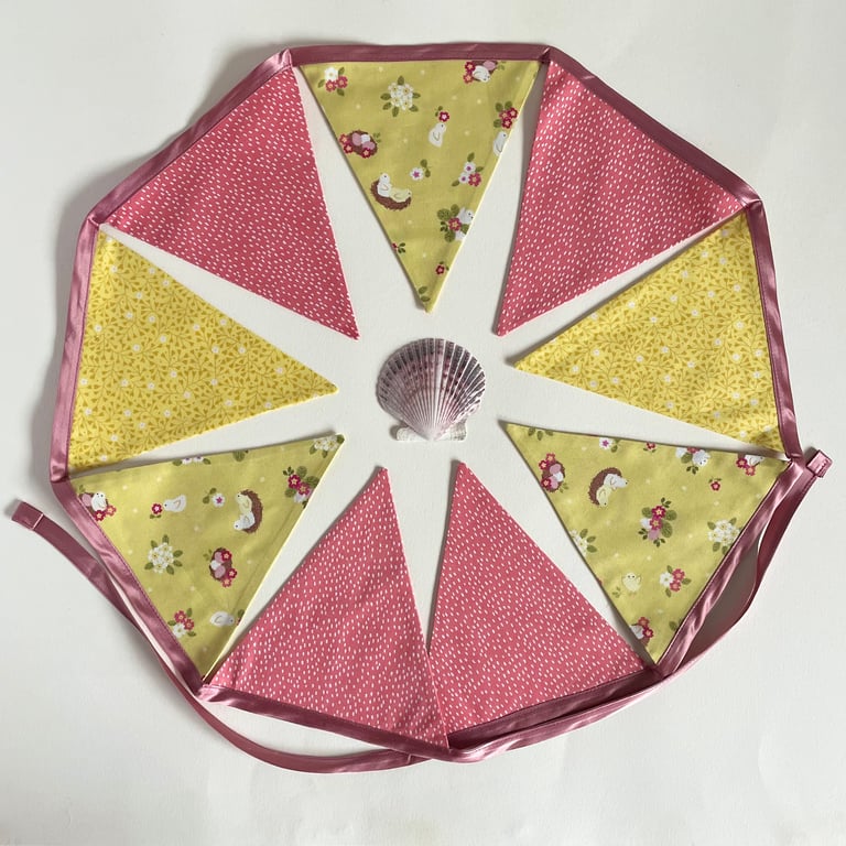Easter bunting -pink - large - reversible 