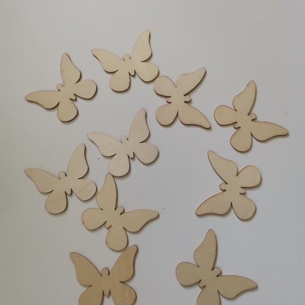 10 Blank Wooden Butterfly Embellishments, Butterfly Shapes For Decorating