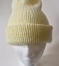 Woman's Ivory Wool Beanie Hat One Size