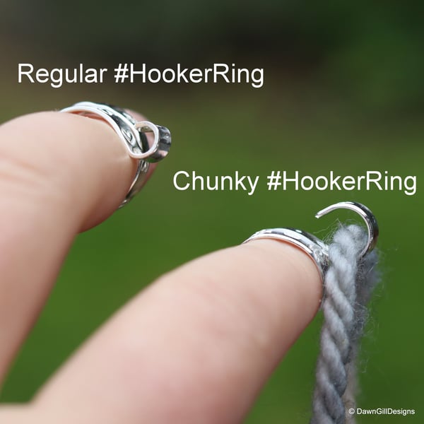 Sterling Silver Hooker Ring - Chunky for knitting or crochet, tensioning