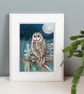 Owl Art Print - Tawny owl bird art print - Image 7