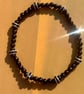 Handmade Black Beaded Bracelet with Silver-Tone Spacers