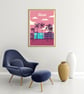 Miami retro travel poster, Miami wall print, retro wall art - Image 3