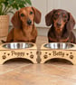 Wooden Raised Dog Bowl Stand – Engraved Pet Feeder with Custom Name - Image 1