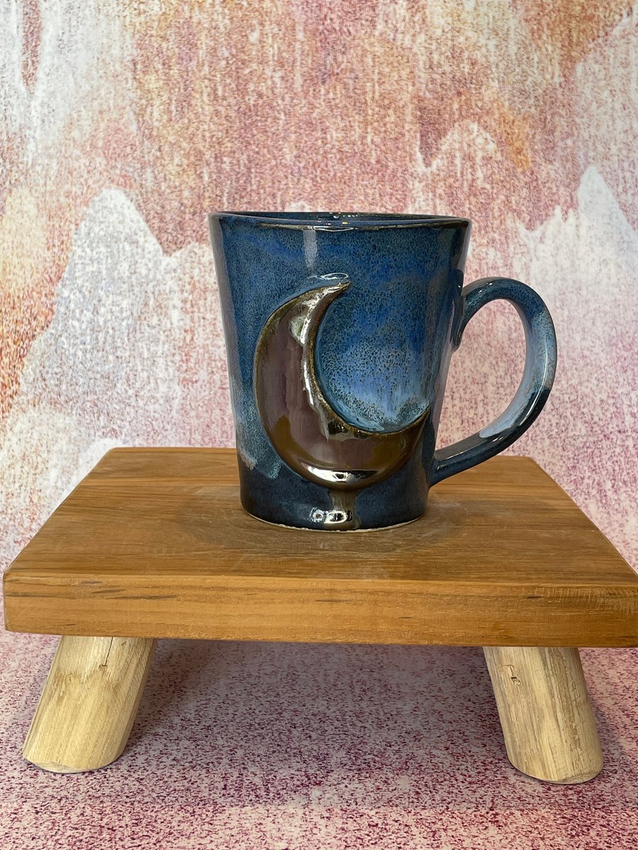 Blue Moon Mug, Large Ceramic Cup - Made to Order