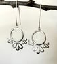 Blooming Blossom Sterling Silver Circle with 3 Blooms Hookwire Earrings