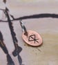 Recycled Oval Copper Courage Bindrune Split Keyring Charm, Bag Charm. - Image 5