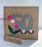 Handmade 50th Birthday Card from felt. Keepsake Card. Textile Card. - Image 2