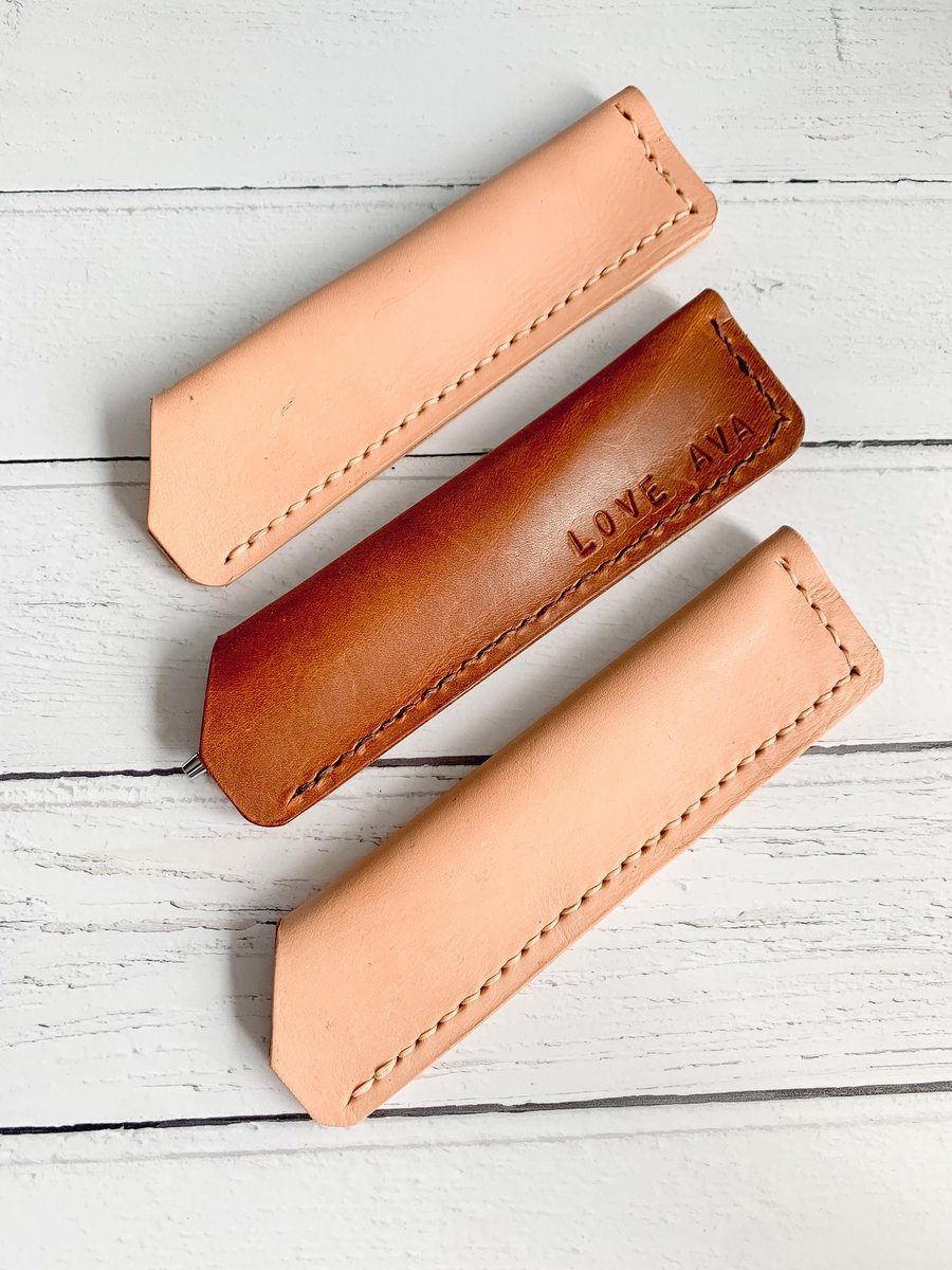 Personalised Handmade Leather Pen Holder