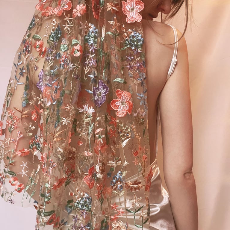 Pink Wildflower Wedding Veil - Pastel Fairytale 